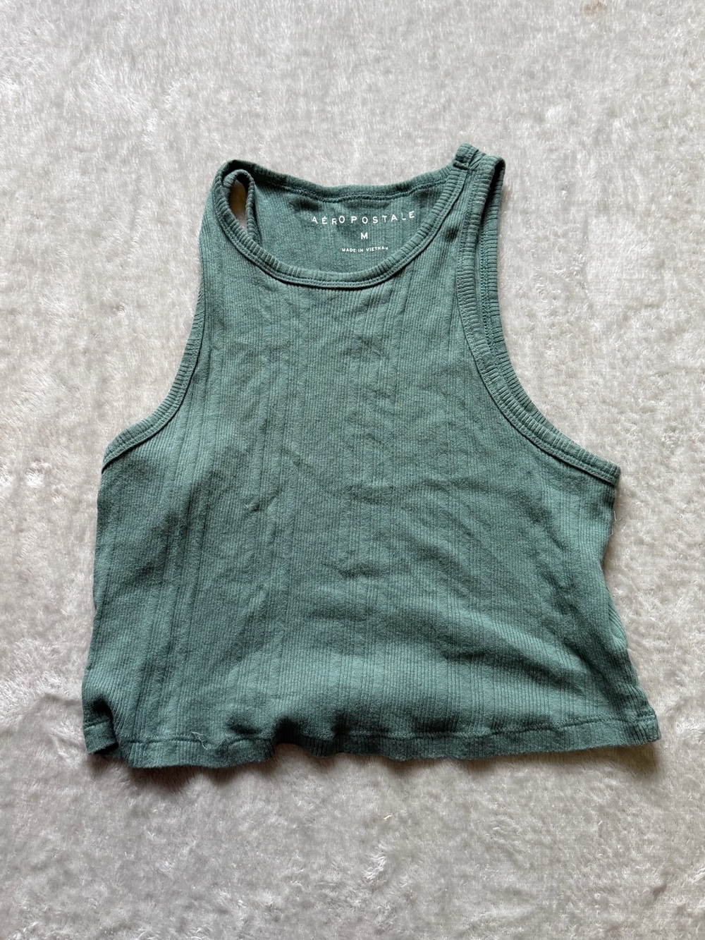 Aeropostale Green Ribbed Crop Tank Top
